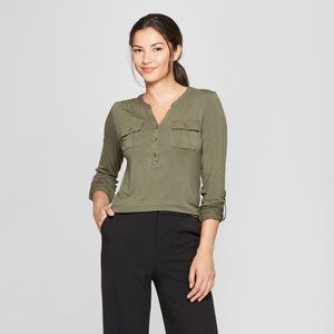 NWT A New Day Long Sleeve Utility Top - Ol…